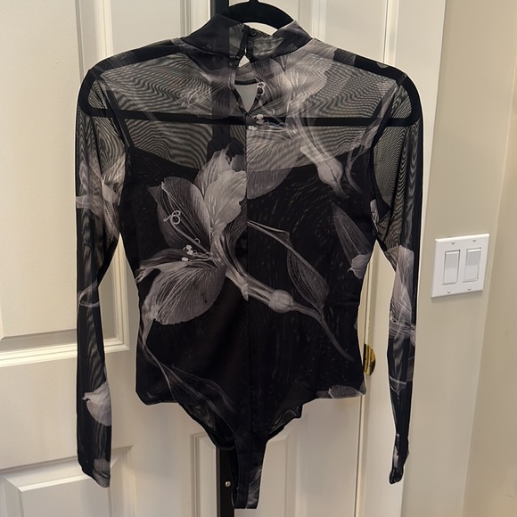 All Saints Black and Gray Floral Bodysuit - Picture 11 of 12